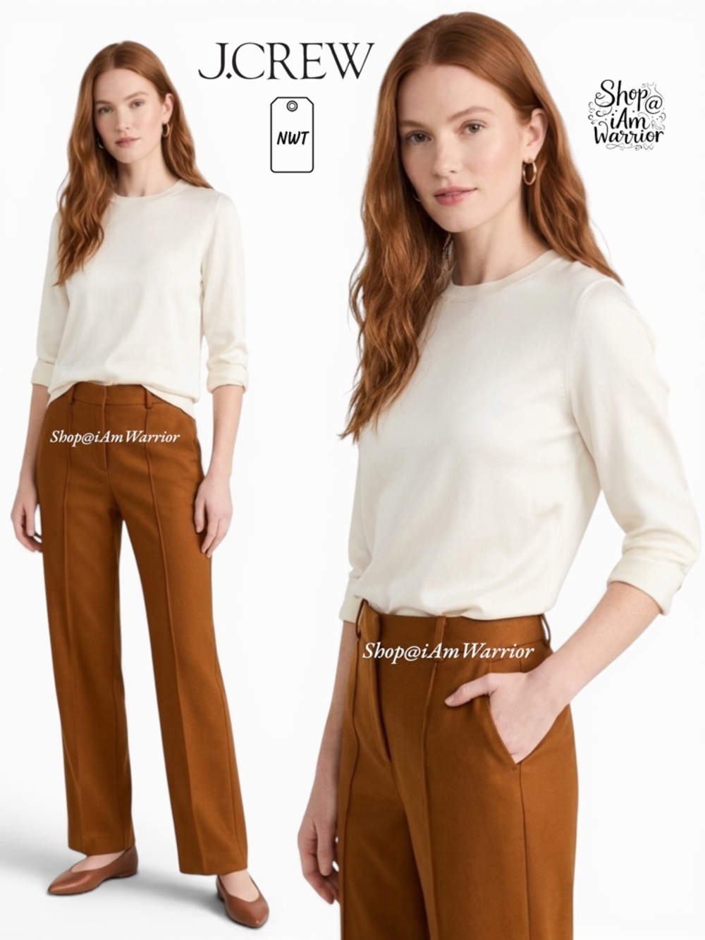 J.Crew NWT warm caramel lined wool high rise wide leg trousers *shop@iamwarrior
